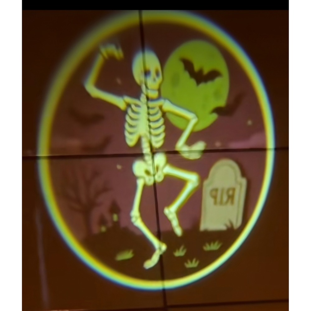 Seasonal Collection Halloween LED Projector Dancing Skeleton Graveyard Grey